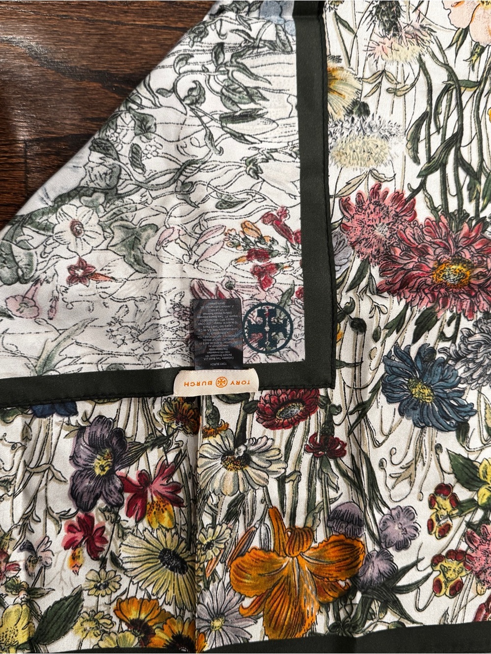 Floral Botanical Print Silk Scarf in Multicolor - Picture 4 of 5